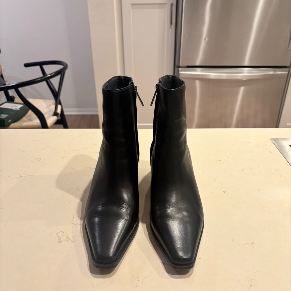 Franco Sarto - Women's Vivian Western Block Heel Booties - Black Leather -Size 8